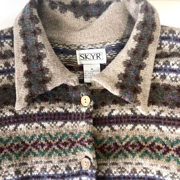 SKYR Vintage 100% Lambs Wool Nordic Cardigan in Multi Size M - Picture 10 of 12